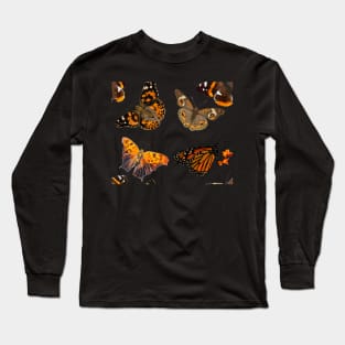 Orange and Brown Butterflies Repeating Long Sleeve T-Shirt